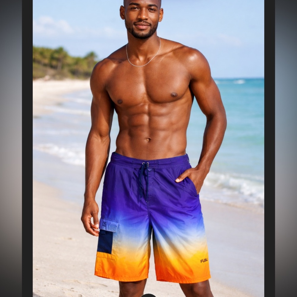 O Fubu Shorts Mens Y2K Shorts Sz W36 Ombré Streetwear Board Beach Outdoor Skate